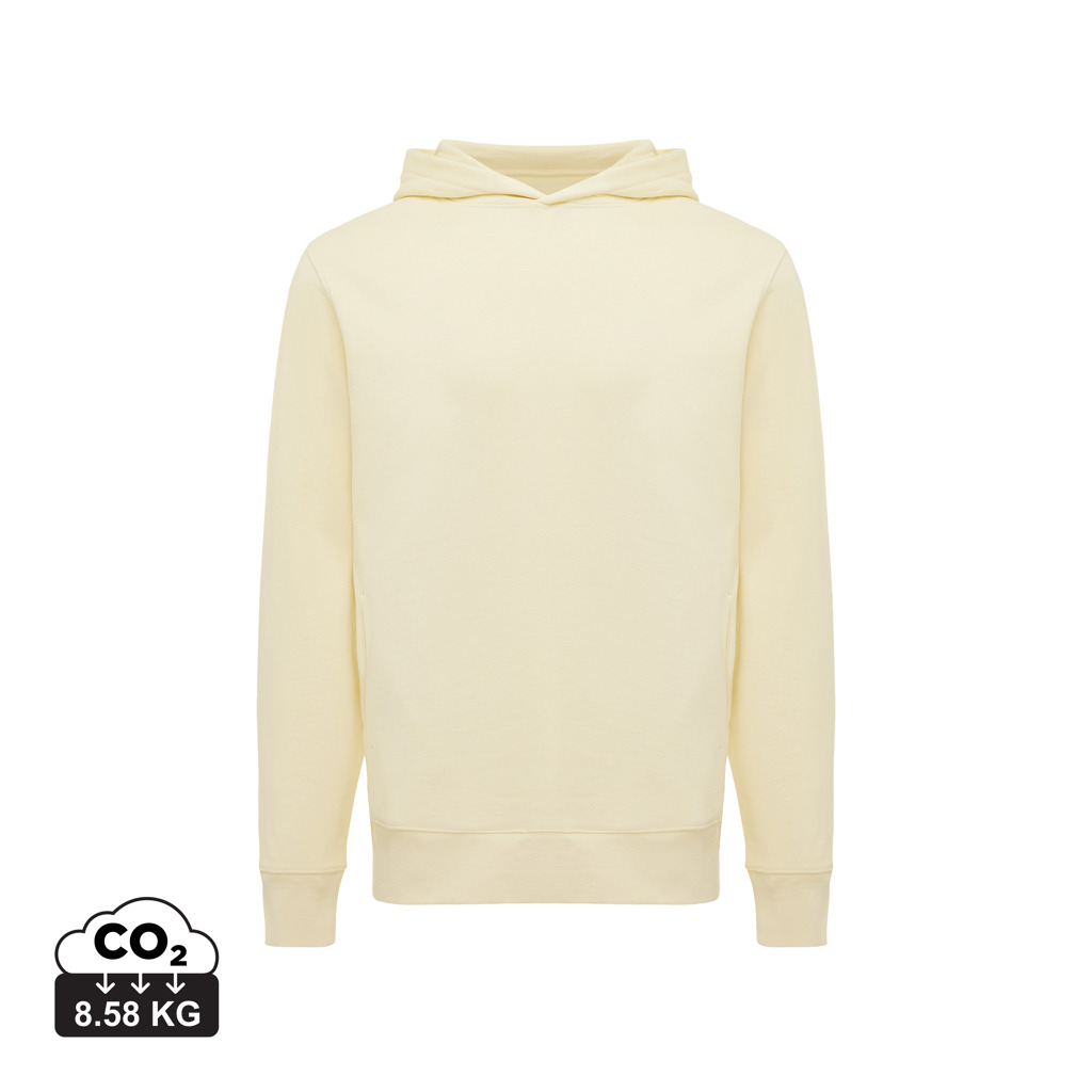 Sweat capuche personnalisé unisexe coton bio 280g Iqoniq Yengo cream yellow